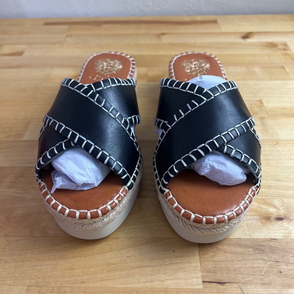 Vince Camuto Belinda Black Espadrille Slide Sandals Wide Width - Picture 3 of 13